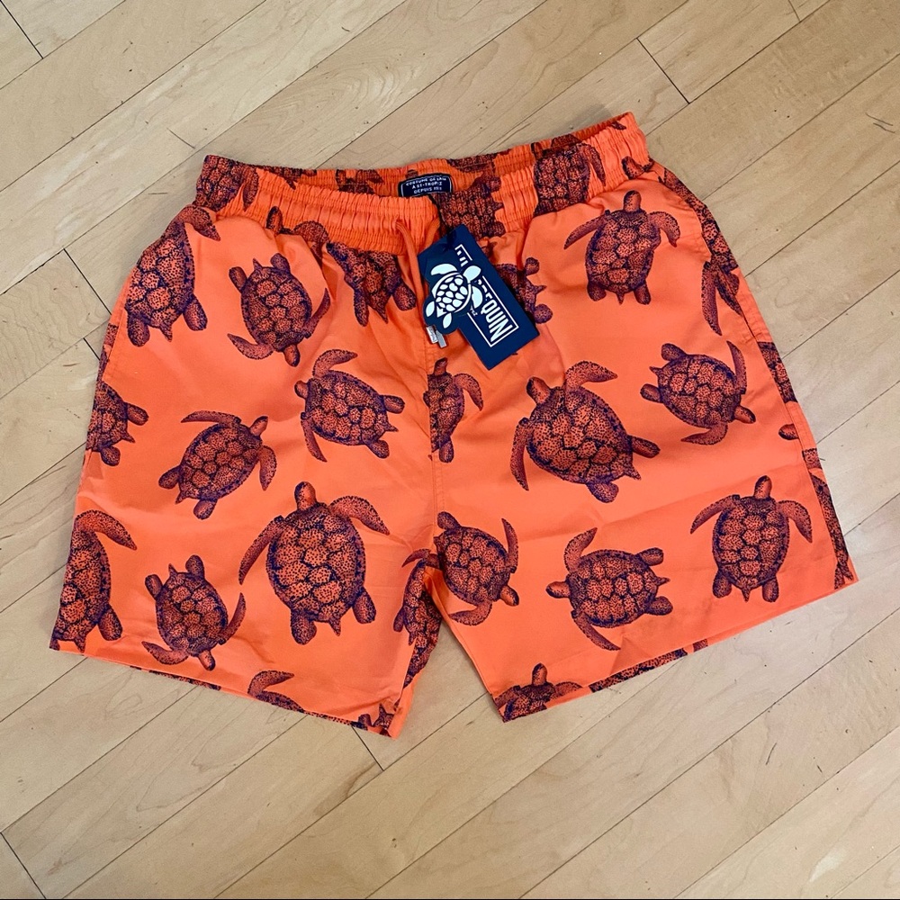 NWT, VILEBREQUIN Turtle print, Mens Swim Trunk XXL
